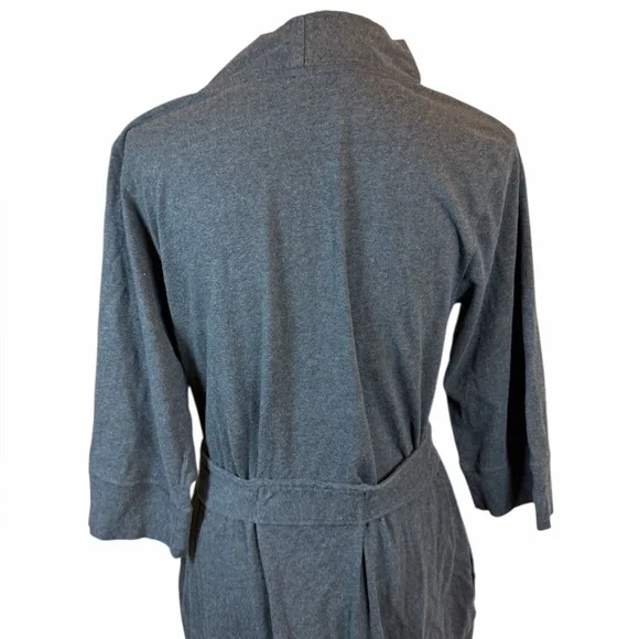 Pact Organic Cotton Bathrobe Gray Tie Waist Medium - Picture 5 of 9